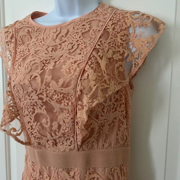 NY & Company Eva Mendes Peach Overlay Lace Dress -Special Occasion -Size 6 - Picture 3 of 6